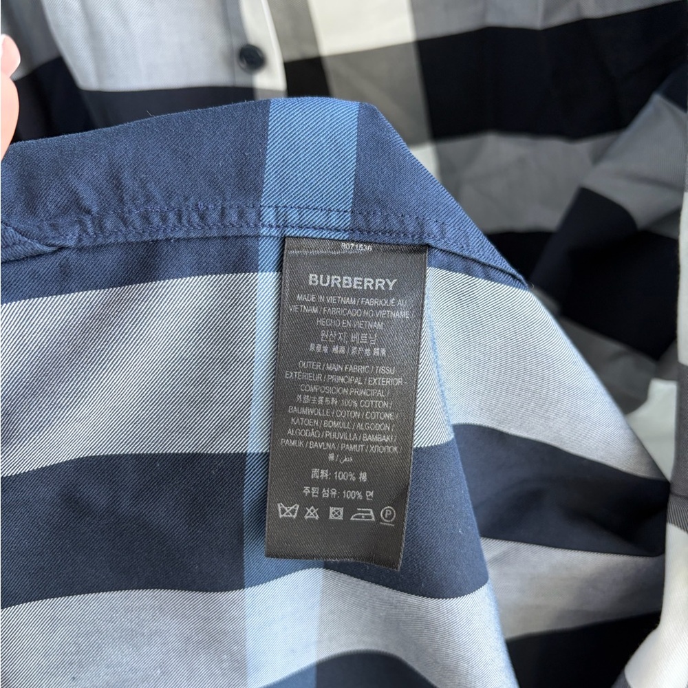 Burberry Men's Black and White Plaid Shirt - Picture 9 of 9